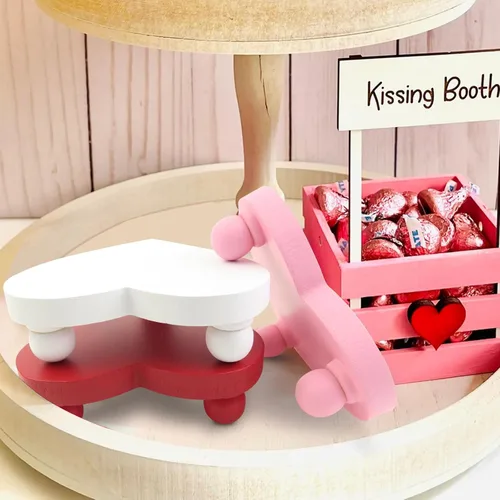 Vista 3 de Heart Risers - Bandeja escalonada para el día de San Valentín, mini elevadores para el día del amor, decoración del hogar, 3