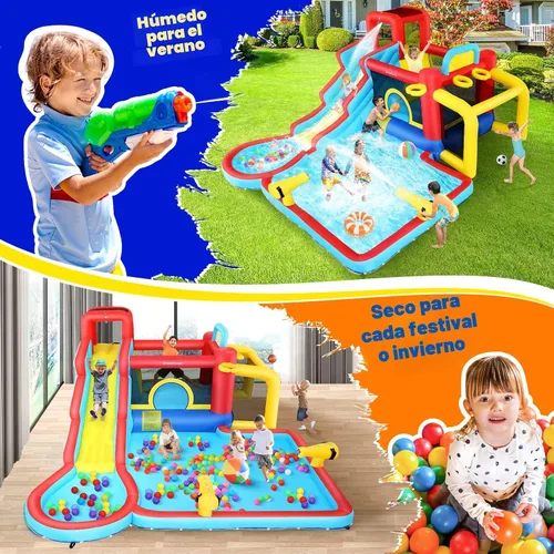Vista 2 de AKEYDIY Casa de rebote de tobogán acuático, 13 × 12.5 pies, tobogán acuático inflable para niños grandes de 8 a 12 y 3 a 10 años, toboganes