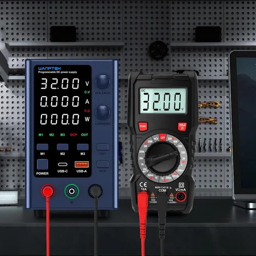 Vista 6 de Fuente de alimentación DC variable 0-32V 0-10A, bancos de alimentación ajustables con almacenamiento de memoria/USB-A y tipo-C de carga rápida/OCP