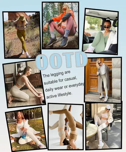 Vista 5 de FULLSOFT Leggings acanalados sin costuras para mujer, pantalones de cintura alta para entrenamiento, atletismo, gimnasio, yoga
