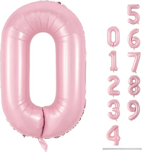Vista 170 de Globo negro del número 0 para niñas y niños, 40 pulgadas, grande, número 0-9, de papel de aluminio, de Mylar para helio, juego de globos digitales