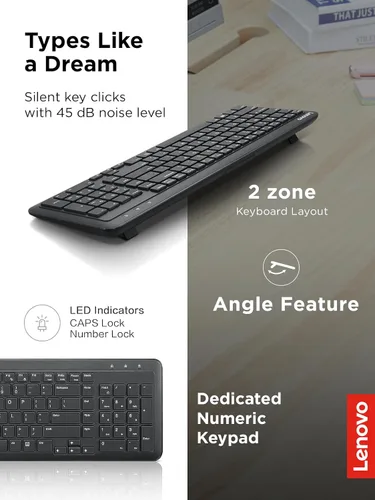 Vista 3 de Lenovo Teclado inalámbrico 300, negro