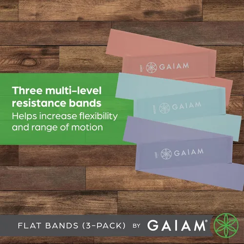 Vista 3 de Gaiam Juego de bandas de resistencia para restaurar la fuerza y la flexibilidad, 3 niveles de resistencia, bandas de entrenamiento de fuerza