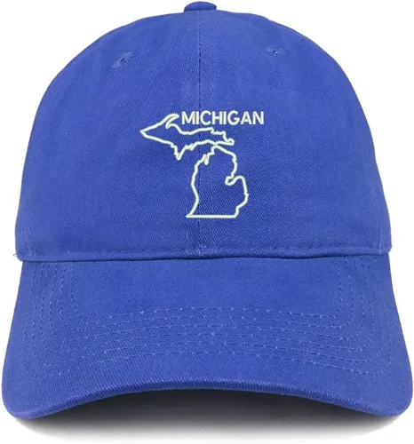 Vista 17 de Trendy Apparel Shop Michigan Text State Outline State - Sombrero de algodón bordado para papá