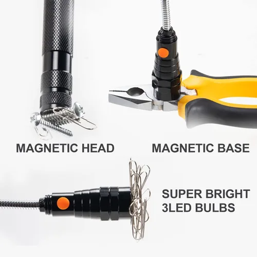 Vista 6 de Regalos para él, herramientas de recogida magnética LED, herramienta de recogida de linterna magnética telescópica, rellenos de calcetines