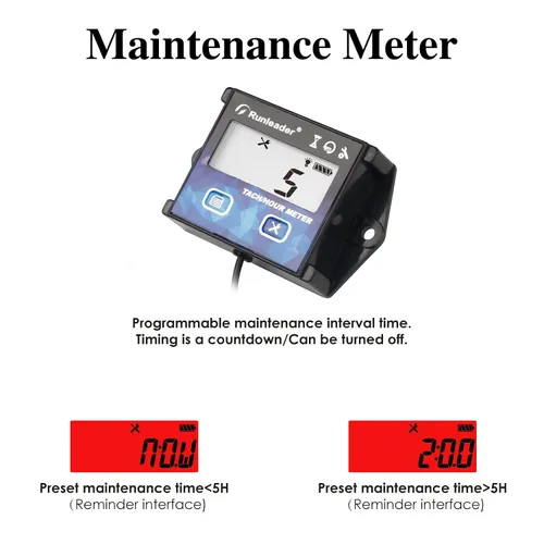 Vista 3 de Medidor digital de mantenimiento de horas tácticas con luz de fondo Batería incorporada, impermeable, programable, patrones de disparo de motor, uso