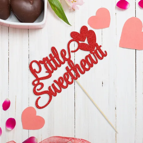 Vista 17 de Ephlyn 24 adornos para cupcakes con purpurina para el día de San Valentín, dulce amor, corazón, día de San Valentín, decoración para cupcakes
