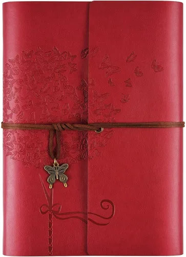 Vista 15 de OMEYA Cuaderno de cuero para diario, planificador de diario de escritura recargable, regalos para mujeres, hombres, niñas, hermanas, amigos