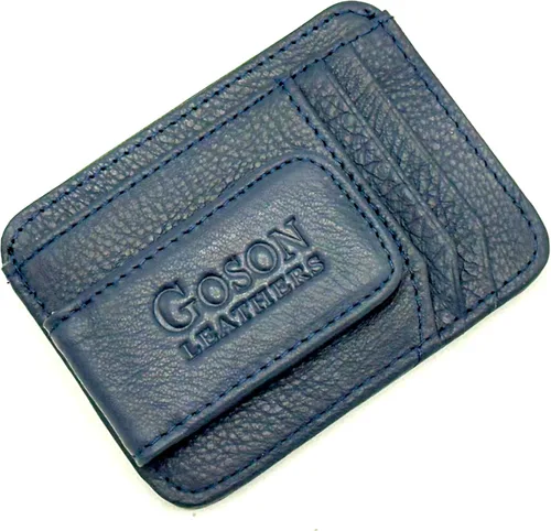 Vista 15 de Goson Cartera de cuero con clip para dinero para hombre, billetera de bolsillo frontal, tarjetero de crédito, cartera minimalista delgada
