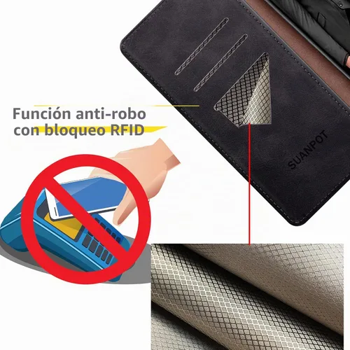 Vista 3 de SUANPOT Funda de piel tipo cartera para Samsung Galaxy Note 10 de 6.3 pulgadas con bloqueo RFID, soporte para tarjetas de crédito, libro de folio