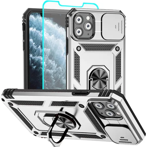Vista 35 de Funda para iPhone 12/12 Pro, grado militar, anillo a prueba de golpes, verde militar