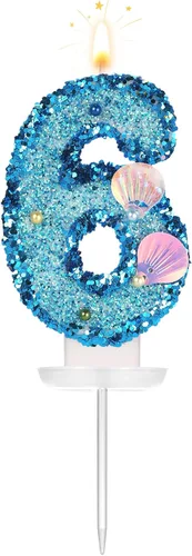 Vista 9 de Vela de número de cumpleaños de 3 pulgadas, con purpurina para decoración de pastel, lentejuelas y números de pastel para cumpleaños, boda