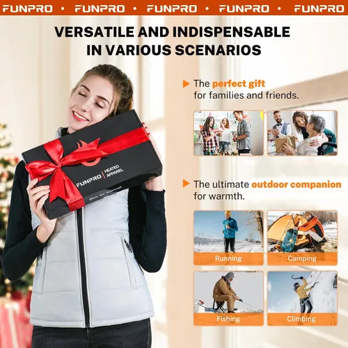 Vista 5 de FUNPRO Heated Vest for Women, Smart Heated Jacket, Lights-out Design, Battery Pack Not Included