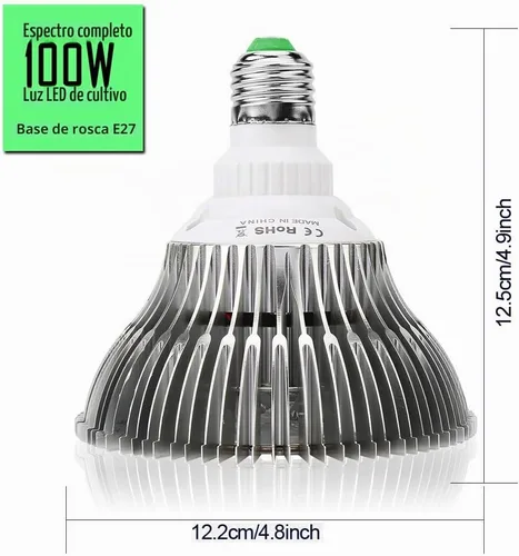 Vista 4 de highydroLED Bombilla LED de crecimiento de 100 W de espectro completo, bombilla para plantas con 150 LED para plantas de interior, enchufe E26/E27