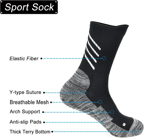 Vista 2 de Calcetines atléticos antideslizantes para hombres y mujeres, calcetines de fútbol antideslizantes para fútbol, baloncesto, yoga, gimnasio