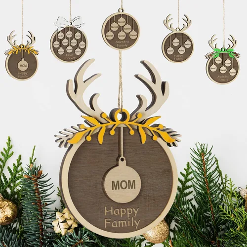 Vista 23 de Adornos de Navidad personalizados familiares de 1, 2, 3, 4, 5, 6, 7, 8, 9, 10, adornos de madera personalizados, decoraciones de Navidad, regalos