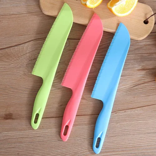 Vista 7 de jawbush Cuchillo de lechuga profesional para evitar que se torne marrón, cuchillo dentado de plástico de 11 pulgadas para verduras, frutas, pan