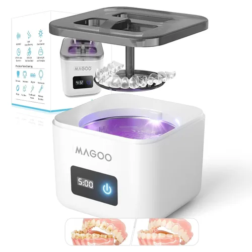 Vista 10 de Máquina limpiadora ultrasónica de retenedores, limpiador de dentaduras, limpiador dental y de joyas todo en uno para alineadores, protectores