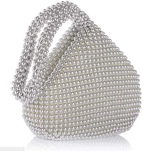 Vista 6 de ELEOPTION - Bolso de mano para mujer, diseño triangular, ideal para fiestas o graduaciones, Plateado