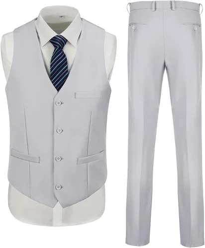Vista 4 de Trajes de 3 piezas para hombre, conjunto de traje de boda ajustado, para padrinos de boda, traje de graduación, esmoquin, negocios, formal, casual