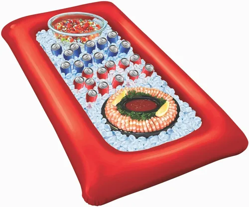 Vista 3 de Forum Novelties Luau - Enfriador inflable para bufé, 28 x 53 pulgadas, multicolor, Fiesta