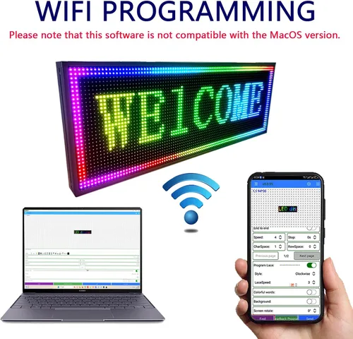 Vista 4 de HS P10 - Letrero de desplazamiento LED programable, pantalla digital al aire libre, tablero de mensajes electrónicos impermeable, letreros de neón