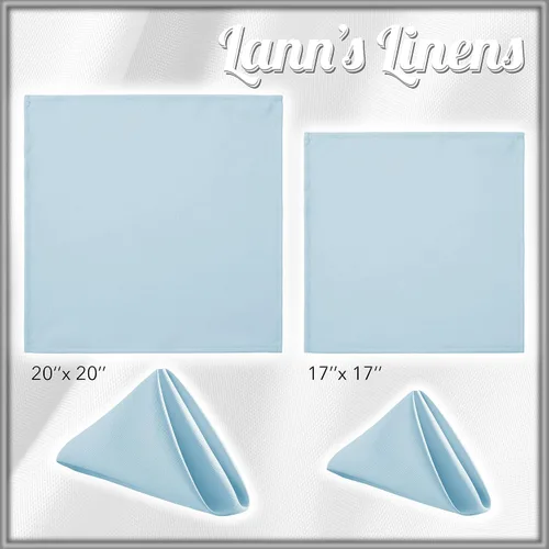 Vista 8 de Lann de Linens – 1 Docena de 20 en. Gamuza Cena Servilletas W/Hemmed bordes – varios colores disponibles Azul bebé