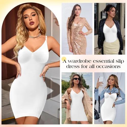 Vista 5 de Faja moldeadora para debajo de los vestidos, vestido de mujer, moldeador de cuerpo, control de abdomen, camisola completa debajo del vestido