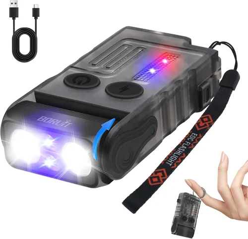 Vista 12 de BORUIT V20 - Linterna pequeña y potente con cabeza giratoria de 180°, súper brillante con luz lateral de mazorca, linternas recargables USB C