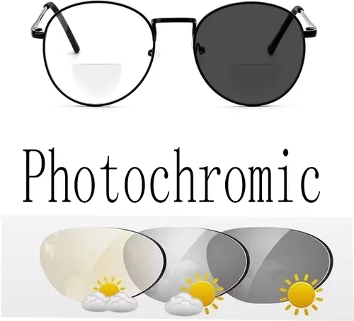 Vista 2 de Gafas de lectura bifocales grises fotocromáticas lectores de gafas de sol de transición