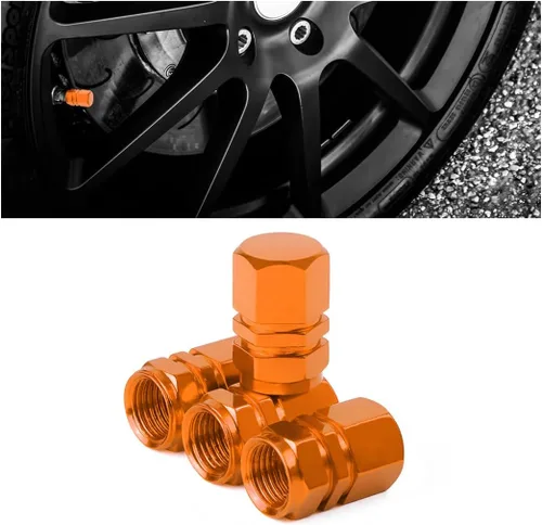 Vista 20 de Osilly Tapones de válvula de vástago de neumático de automóvil, 4 piezas de cubiertas de vástago de válvula de aleación de aluminio, resistentes a