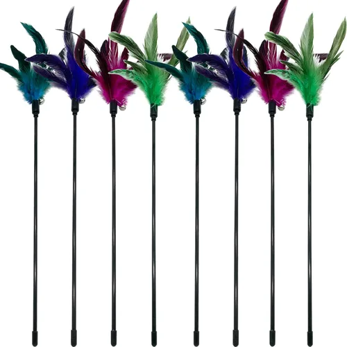 Vista 9 de CATENAS - 6 juguetes de plumas para gatos, varita interactiva para gatos