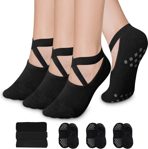 Vista 14 de Diu Life Paquete de 3 Calcetines de Pilates Yoga con Agarres para Mujeres, Antideslizantes, Entrenamiento, Pure Barre, Ballet, Danza, Calcetines