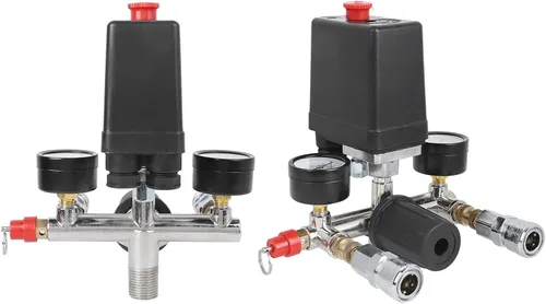 Vista 2 de Compresor de aire Montaje de soporte Interruptor de control de presión Regulador de colector de válvula Accesorios de compresor de aire