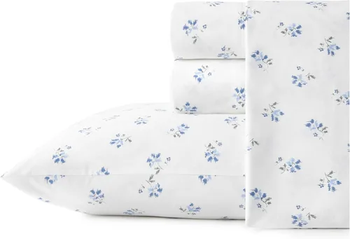 Vista 15 de Stone Cottage - Juego de sábanas, ropa de cama de percal de algodón crujiente y transpirable con funda de almohada a juego, 200 hilos, bolsillo
