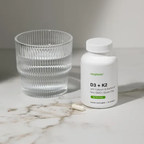 Vista 7 de Noophoric Vitamina D3 K2 5000 UI, D3 con K2 MK7, cápsulas de vitamina D3 K2 con calcio y bioperina, sin OMG, sin gluten, sin soja, 60 cápsulas