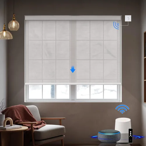 Vista 10 de Persiana enrollable motorizada de filtrado de luz funciona con HomeKit, Alexa, Google, persianas inteligentes 50% opacas para ventanas con motor