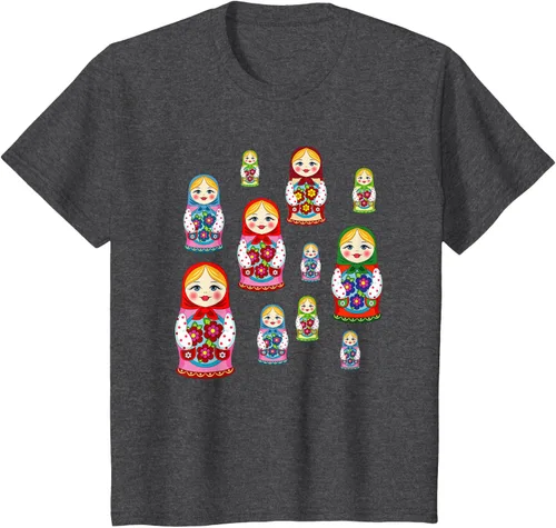 Vista 32 de Rusia - Camiseta de juguete retro para niños, diseño de muñecas rusas