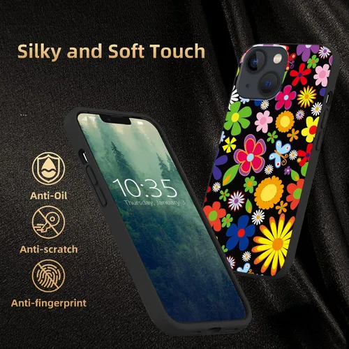 Vista 2 de Funda compatible con iPhone 14 Plus, funda de teléfono con flores de primavera para niñas y mujeres, funda protectora de TPU suave a prueba