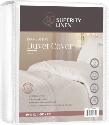 Vista 14 de Superity Luxurious Hotel Quality Funda de edredón tamaño individual – 100% algodón suave y cómodo – Diseñada para edredón tamaño individual – 200