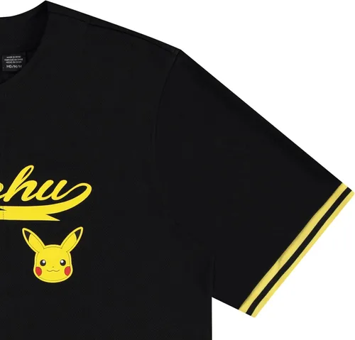 Vista 4 de Pokemon Camiseta de béisbol Pikachu para hombre, Pikachu Charizard Pokeball de malla con botones