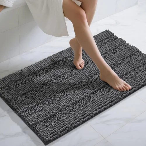 Vista 31 de Yimobra Tapetes de baño lavables, de chenilla súper suave y absorbente, para suelo y alfombra, de secado rápido, antideslizante, para bañera y Beige