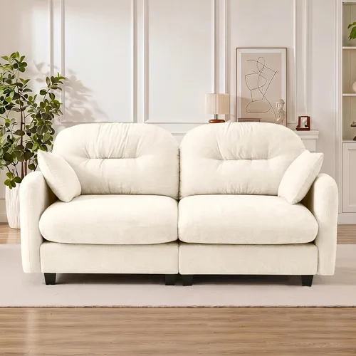 Vista 3 de Sofá modular de gran tamaño de 74 pulgadas, sofás seccionales grandes beige para sala de estar, juego de sofá esponjoso de felpilla, cómodos sofás
