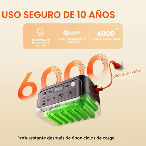 Vista 4 de Jackery Explorer 500 v2 Estación de Energía Portátil, Batería LiFePO4 de 512Wh, 500W AC/1000W Pico, Generador Solar para Acampada, Exteriores