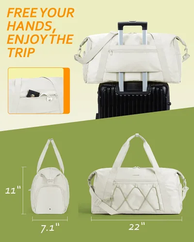 Vista 6 de BAGSMART - Bolsa de gimnasio para hombres y mujeres, bolsa de viaje deportiva con compartimento para zapatos y bolsillo húmedo, bolsa de lona