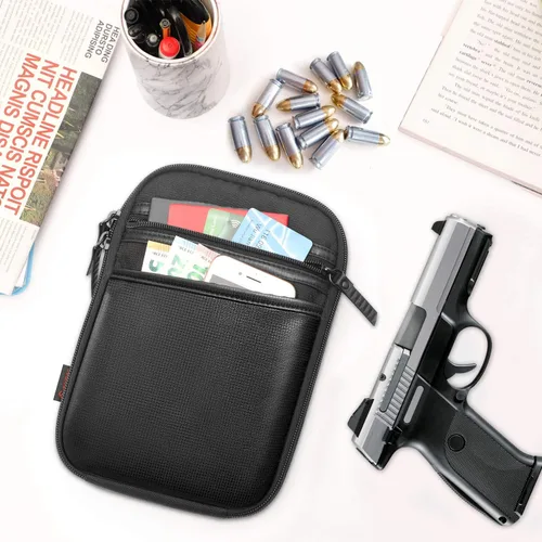 Vista 7 de FINPAC Bolsa de transporte oculta para pistola, funda suave para pistola, riñonera para cinturón para armas de fuego con funda para pistola, pistola
