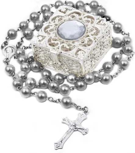 Vista 12 de First Communion Rosarys for Girls and Boys, RosaryBeads Catholic for Men, Women, Rosary Necklace as Gifts for Mother, Grandmother, Elders