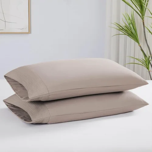 Vista 53 de Southshore Fine Linens® - Vilano® Springs - Par de fundas de almohada plisadas, color negro, estándar (Queen)