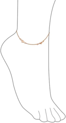 Vista 2 de Multi Flat Puff Station Dangle Hearts Charm Anklet Ankle Bracelet For Women Teen Beaded Ball Figaro Chain Rose 14K Yellow Gold Vermeil .925 Sterling