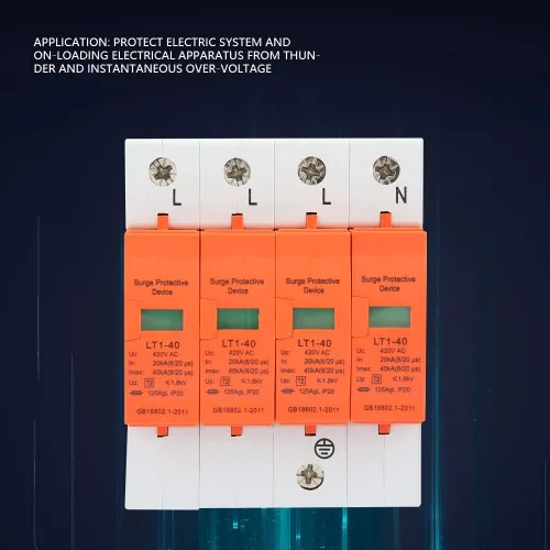 Vista 3 de Oumefar 4 Pole AC 420V House Protector 40KA dispositivo de pararrayos de baja tensión Dispositivo de carril DIN